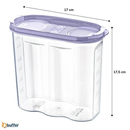 BiiShe® 2 Kapaklı Ölçekli Erzak Kuru Gıda Saklama Kutusu Kabı - 1,7 Litre - SA935