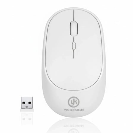 BiiShe® Beyaz Renkli Ergonomik Sessiz Kablosuz Mouse – USB Alıcılı, Ofis ve Oyun İçin Konforlu Bilgisayar Faresi MS6310