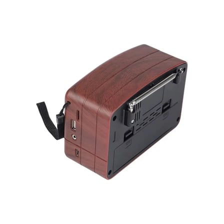 BiiShe® Küçük Boy Retro, Nostaljik, Ahşap Tasarım Bluetooth Hoparlörlü, Şarjlı, Taşınabilir Büyük Döndürülebilen Düğmeli FM/AM Destekli Radyo NS3380