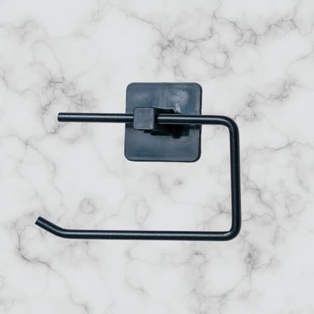 BiiShe® Kendiliğinden Yapışkanlı Siyah Paslanmaz Metal Kapaksız Tuvalet Kağıtlığı Aparatı