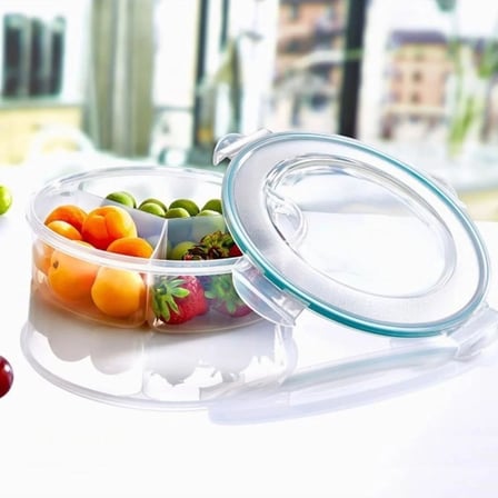 BiiShe® 3 Bölmeli Sızdırmaz Contalı Kilitli Kapaklı 1,35 Litre yuvarlak Erzak Saklama Kabı LC-500