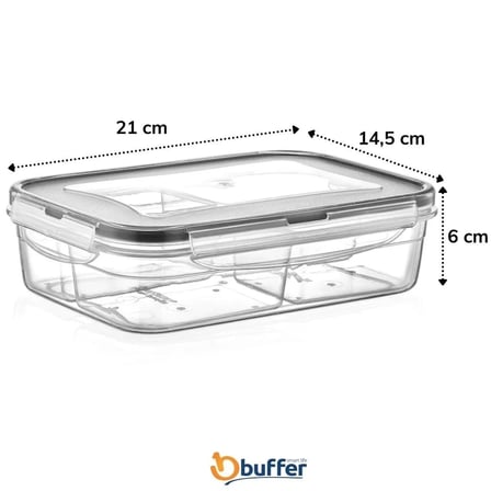 BiiShe® 4 Bölmeli Sızdırmaz Contalı Kilitli Kapaklı 1 Litre Erzak Saklama Kabı -LC520