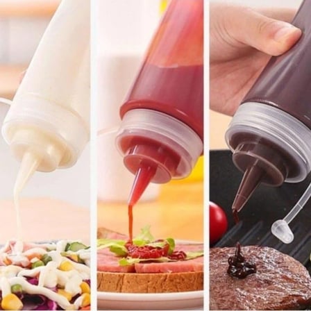BiiShe® Şeffaf Kapaklı Sızdırmaz Yağlık Sosluk Şişesi Plastik Yağdanlık 400 ml AP-9028