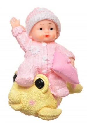 BiiShe® Decotown Hediyelik Sevimli Pembe Bebek Biblo Polyester Süs Eşyası