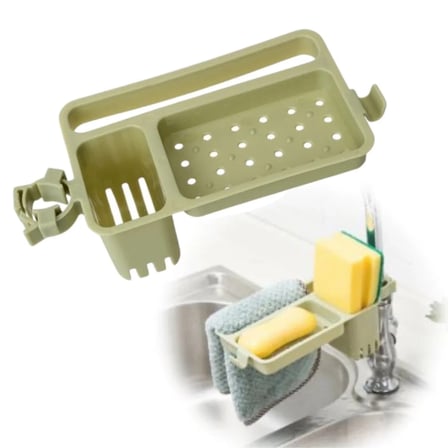 BiiShe® Musluğa Takılan Sünger Havlu Askılı Sabun Hazneli mutfak Banyo Lavabo Düzenleyici Organizer