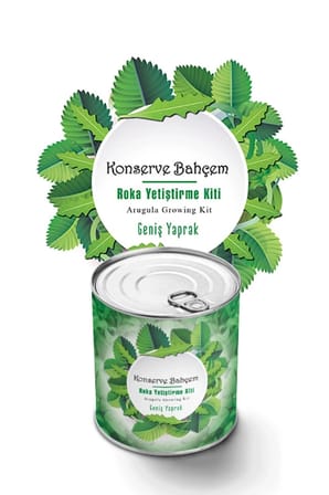 BiiShe® Konserve Bahçem Evde Konservede İri Yapraklı Roka Yetiştirme Kiti