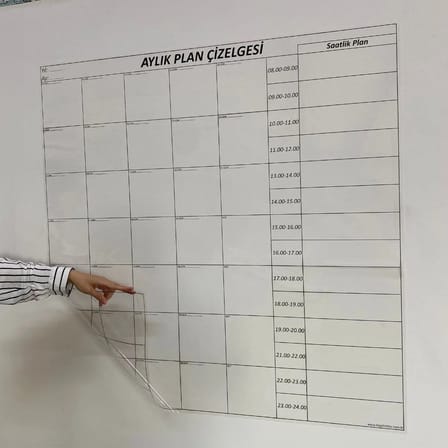 BiiShe® Aylık Planlayıcı Manyetik Duvar Stickerı Takvim Plan Çizelgesi