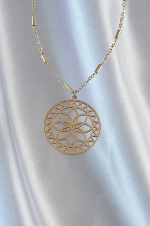 Mey İthalat® 316L Çelik Zincir Gold Renk Lotus Model Kolye