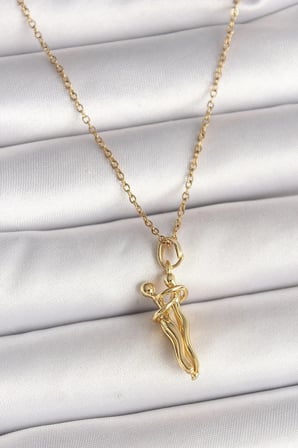 Mey İthalat® 316L Çelik Gold Renk Zincir Sarılma Model Kadın Kolye