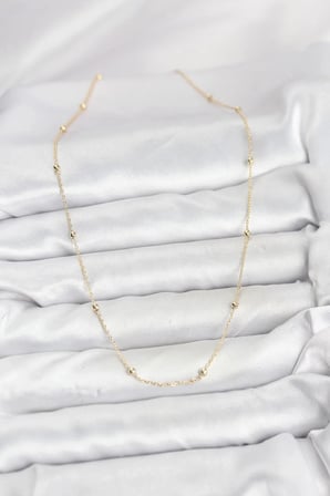 Mey İthalat® CM 14K Gold Renk Minik Top Zincirli Kadın Kolye