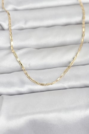Mey İthalat® CM 14K Gold Renk Lazerli Zincir Model 60 cm Kadın Kolye