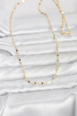 Mey İthalat® CM 14K Gold Renk Yassı Gemici Zincir Model 60 cm Kadın Kolye
