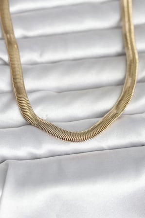Mey İthalat® CM 14K Gold Renk Kalın Yassı Yılan Zincir Model 45 cm Kadın Kolye