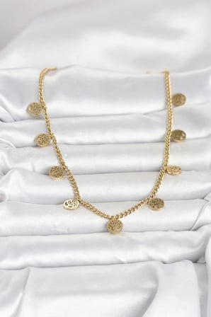 Mey İthalat® 316L Çelik Gold Renk Yaşam Ağacı Model Kadın Kolye