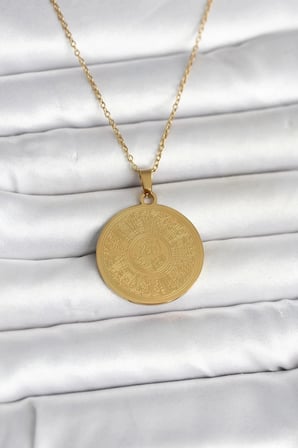 Mey İthalat® 316L Çelik Gold Renk Ayetel Kürsi Yazılı Kolye