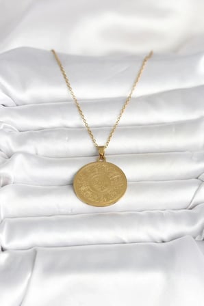 Mey İthalat® 316L Çelik Gold Renk Ayetel Kürsi Yazılı Kolye