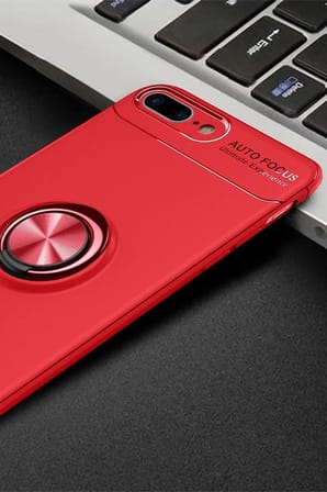 Mey İthalat®  iPhone 7 Plus Kılıf Range Yüzüklü Silikon - Kırmızı