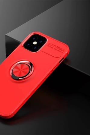 Mey İthalat®  iPhone 12 Mini Kılıf Range Yüzüklü Silikon - Kırmızı