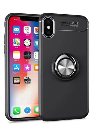 Mey İthalat®  iPhone XS Max Kılıf Range Yüzüklü Silikon - Siyah