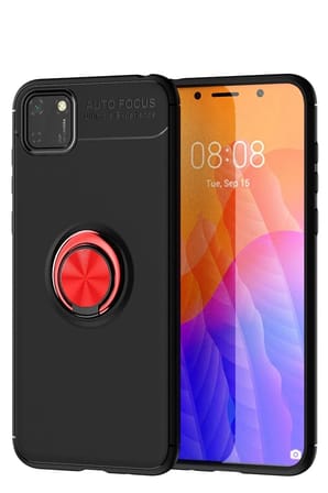 Mey İthalat®  Huawei Y5P Kılıf Range Yüzüklü Silikon - Siyah-Kırmızı