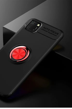 Mey İthalat®  Huawei Y5P Kılıf Range Yüzüklü Silikon - Siyah-Kırmızı