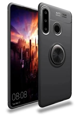 Mey İthalat®  Huawei Y6P Kılıf Range Yüzüklü Silikon - Siyah