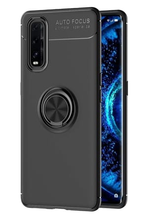 Mey İthalat®   Find X2 Kılıf Range Yüzüklü Silikon - Siyah