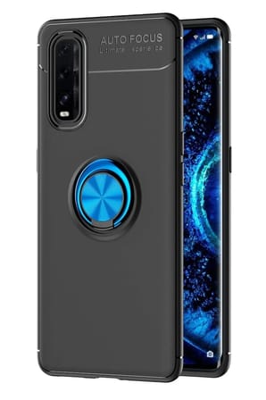 Mey İthalat®   Find X2 Kılıf Range Yüzüklü Silikon - Siyah-Mavi