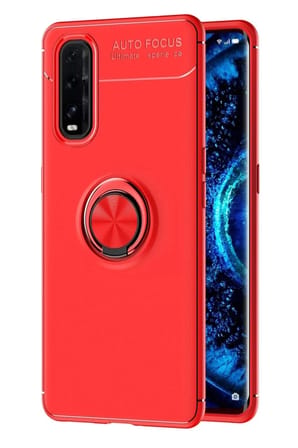 Mey İthalat®   Find X2 Kılıf Range Yüzüklü Silikon - Kırmızı