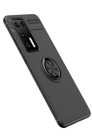 Mey İthalat®  Huawei P40 Kılıf Range Yüzüklü Silikon - Siyah