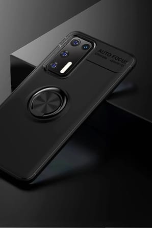 Mey İthalat®  Huawei P40 Kılıf Range Yüzüklü Silikon - Siyah