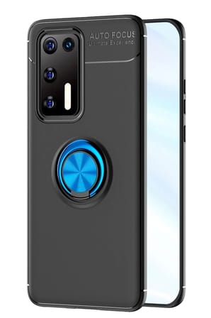 Mey İthalat®  Huawei P40 Kılıf Range Yüzüklü Silikon - Siyah-Mavi
