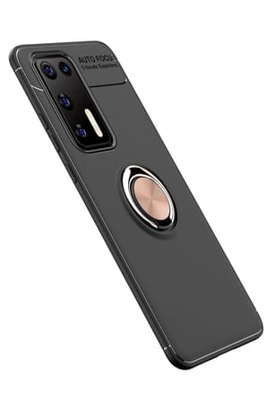 Mey İthalat®  Huawei P40 Kılıf Range Yüzüklü Silikon - Siyah-Gold
