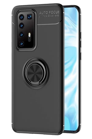 Mey İthalat®  Huawei P40 Pro Kılıf Range Yüzüklü Silikon - Siyah