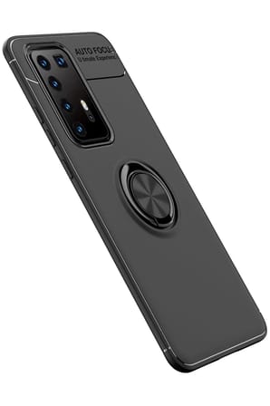 Mey İthalat®  Huawei P40 Pro Kılıf Range Yüzüklü Silikon - Siyah