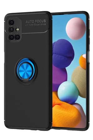 Mey İthalat®  Samsung Galaxy M51 Kılıf Range Yüzüklü Silikon - Siyah-Mavi