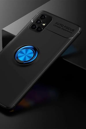 Mey İthalat®  Samsung Galaxy M51 Kılıf Range Yüzüklü Silikon - Siyah-Mavi