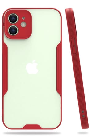 Mey İthalat®  iPhone 12 Kılıf Platin Silikon - Kırmızı