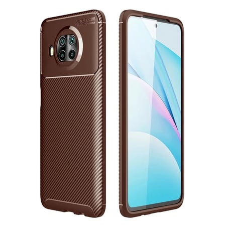 Mey İthalat®   Mi 10T Lite Kılıf Auto Focus Karbon Kapak - Kahverengi