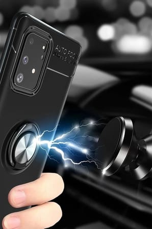 Mey İthalat®  Samsung Galaxy A91 / S10 Lite Kılıf Range Yüzüklü Silikon - Mavi