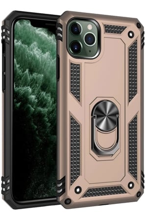 Mey İthalat®  iPhone 11 Pro Kılıf Sofya Yüzüklü Silikon Kapak - Gold