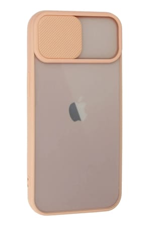 Mey İthalat®  iPhone 13 Kılıf Palm Buzlu Kamera Sürgülü Silikon - Pembe