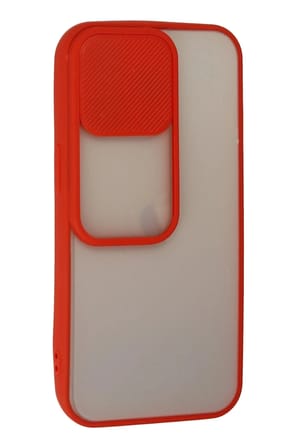 Mey İthalat®  iPhone 13 Pro Kılıf Palm Buzlu Kamera Sürgülü Silikon - Kırmızı