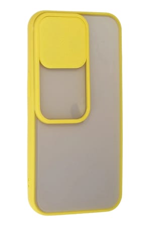 Mey İthalat®  iPhone 13 Pro Kılıf Palm Buzlu Kamera Sürgülü Silikon - Sarı