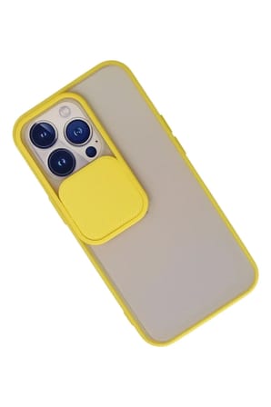 Mey İthalat®  iPhone 13 Pro Kılıf Palm Buzlu Kamera Sürgülü Silikon - Sarı