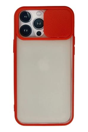 Mey İthalat®  iPhone 13 Pro Max Kılıf Palm Buzlu Kamera Sürgülü Silikon - Kırmızı