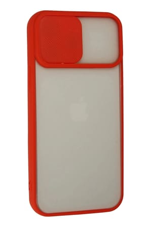 Mey İthalat®  iPhone 13 Pro Max Kılıf Palm Buzlu Kamera Sürgülü Silikon - Kırmızı