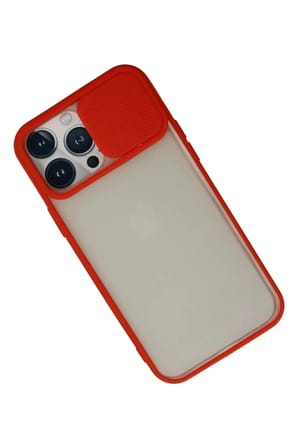 Mey İthalat®  iPhone 13 Pro Max Kılıf Palm Buzlu Kamera Sürgülü Silikon - Kırmızı