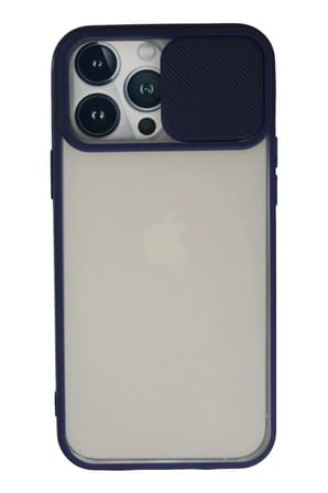 Mey İthalat®  iPhone 13 Pro Max Kılıf Palm Buzlu Kamera Sürgülü Silikon - Lacivert