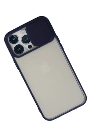 Mey İthalat®  iPhone 13 Pro Max Kılıf Palm Buzlu Kamera Sürgülü Silikon - Lacivert